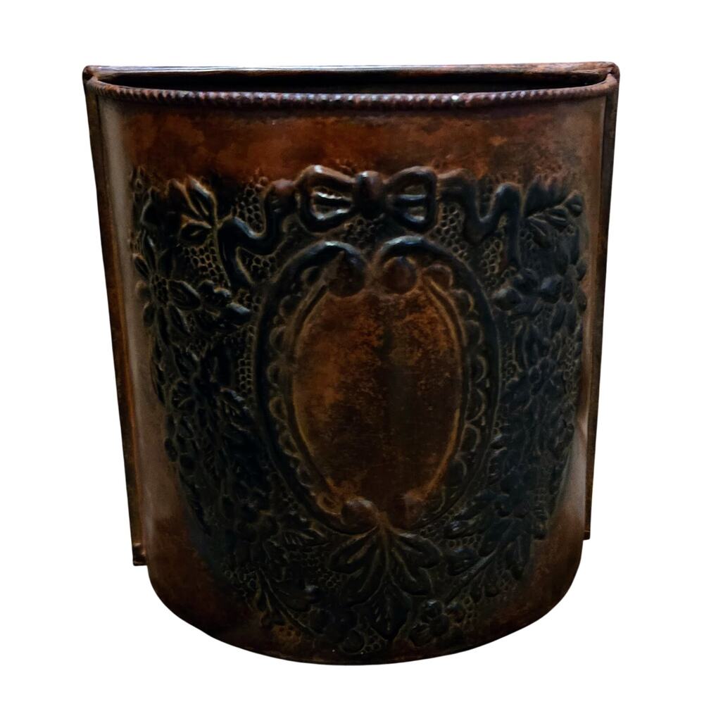 Vintage Embossed Metal Wall Pocket Planter, Exquisite Piece, A True Treasure